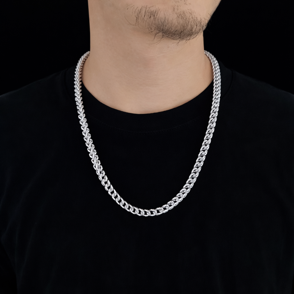 The STRATUM 6mm Silver Franco Chain