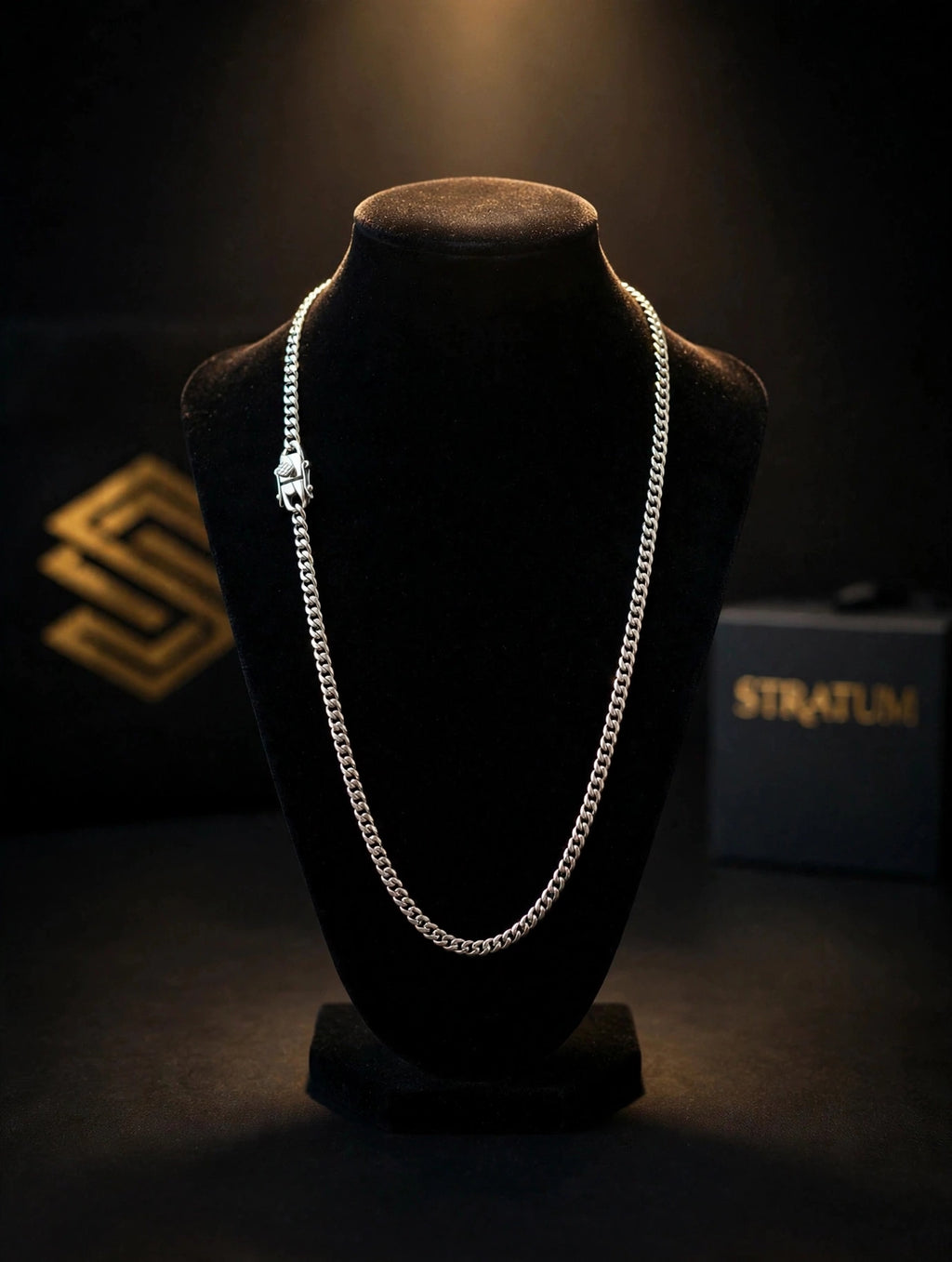 The STRATUM 6mm Silver Cuban w/Apex Vault Clasp