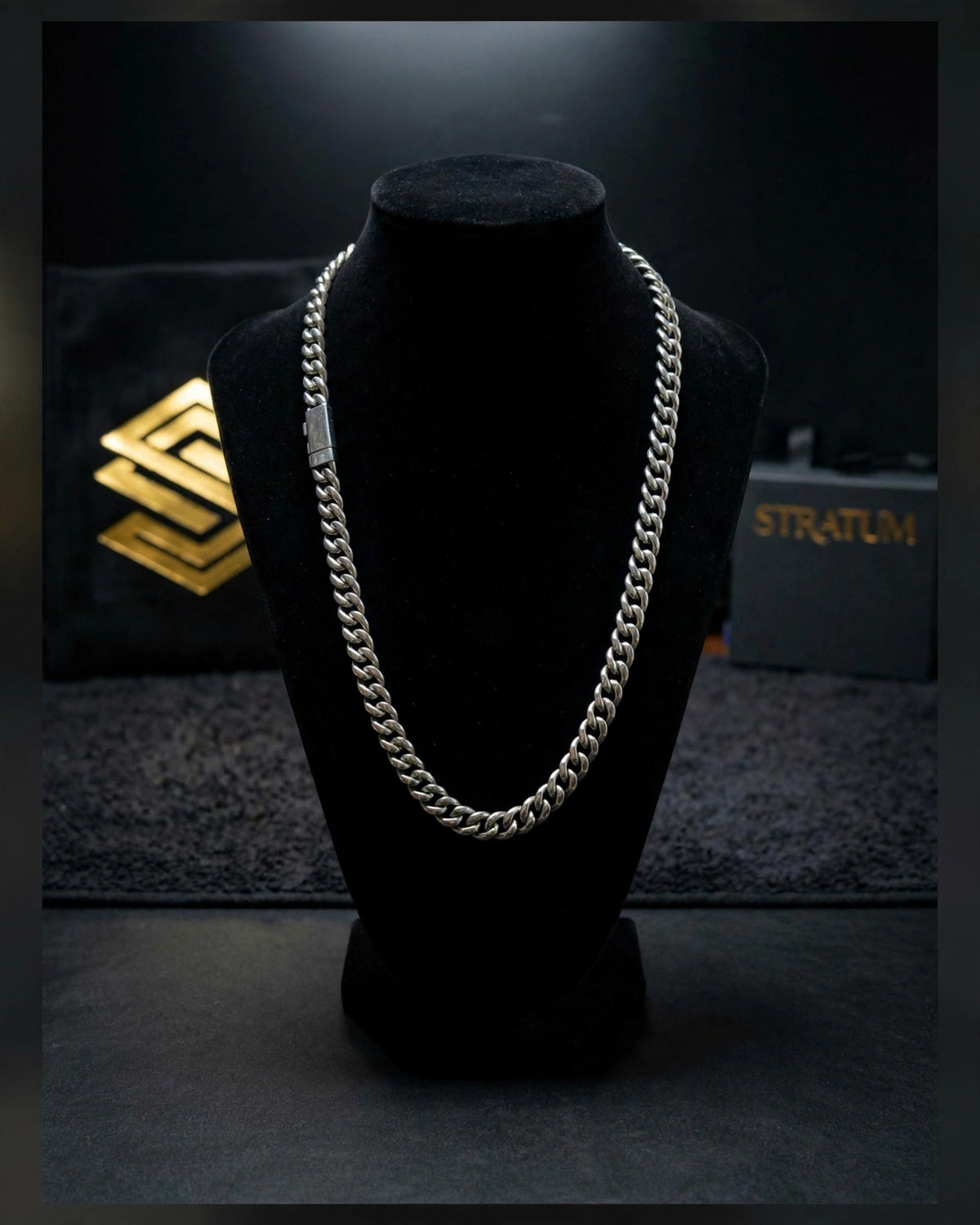 The STRATUM 8mm Silver Cuban Link Box Clasp