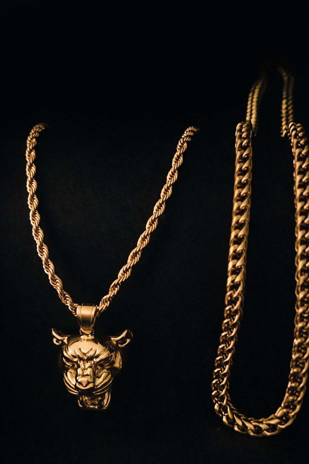 The STRATUM Panther Statement Stack: 18K Gold Cuban & Rope Set