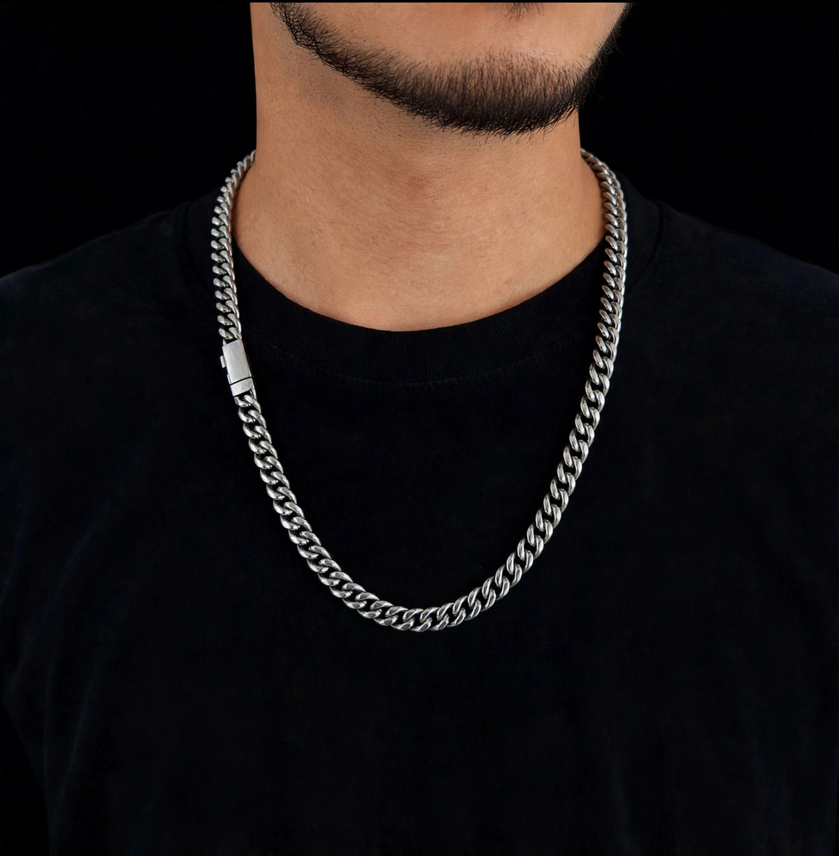 The STRATUM 8mm Silver Cuban Link Box Clasp